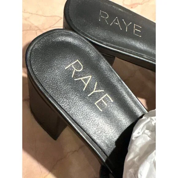 RAYE Etienne Low Heel in Black Leather 10 with Box Womens sandals - Picture 7 of 13
